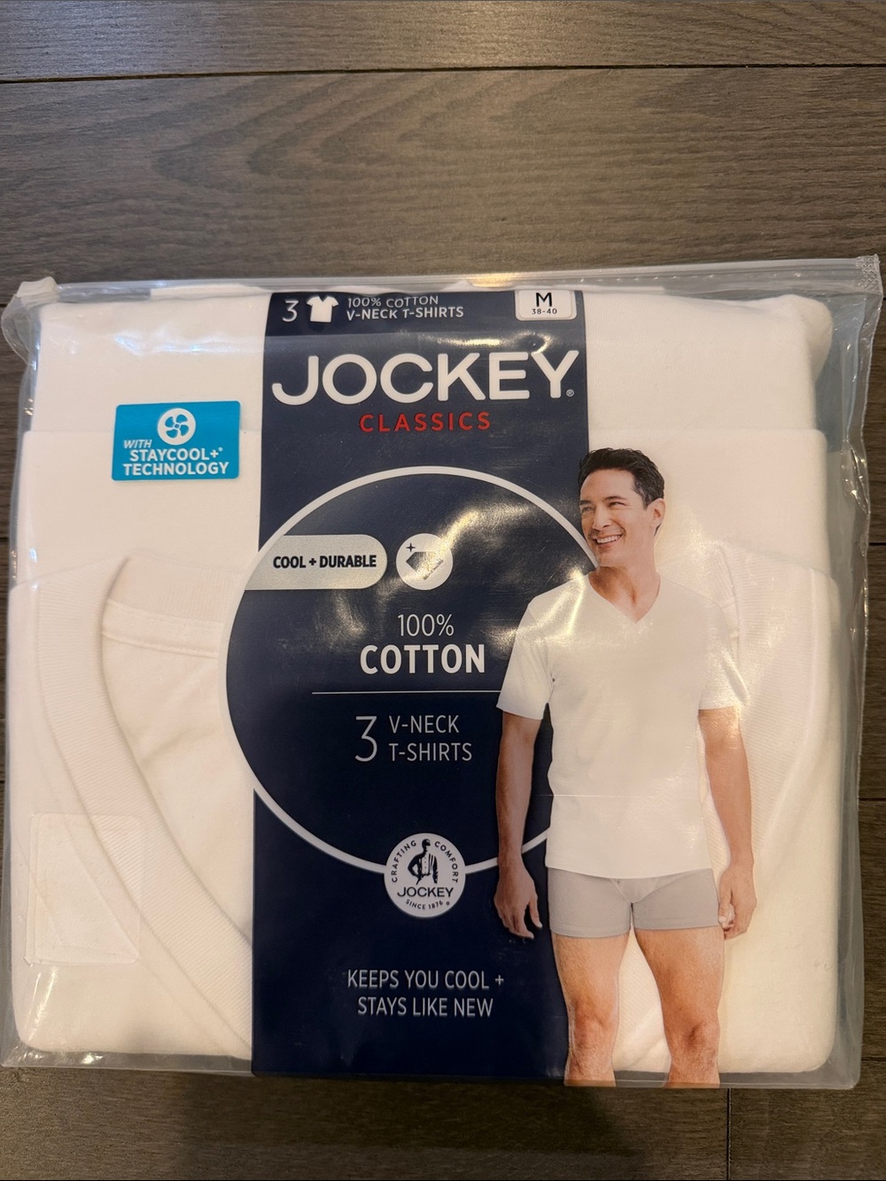 Jockey Classics White 3-Pack V-Neck Cotton T-Shirts